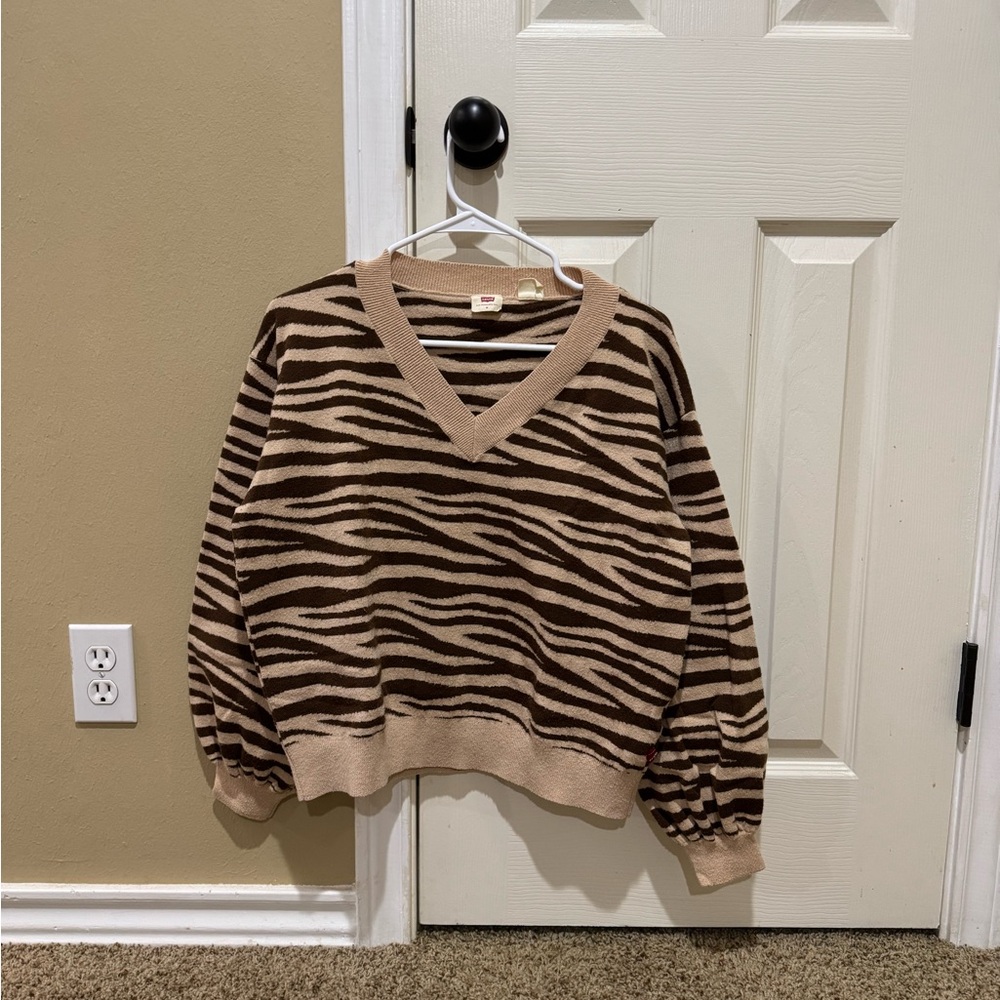 Brown Zebra Print Levi’s V-Neck Sweater